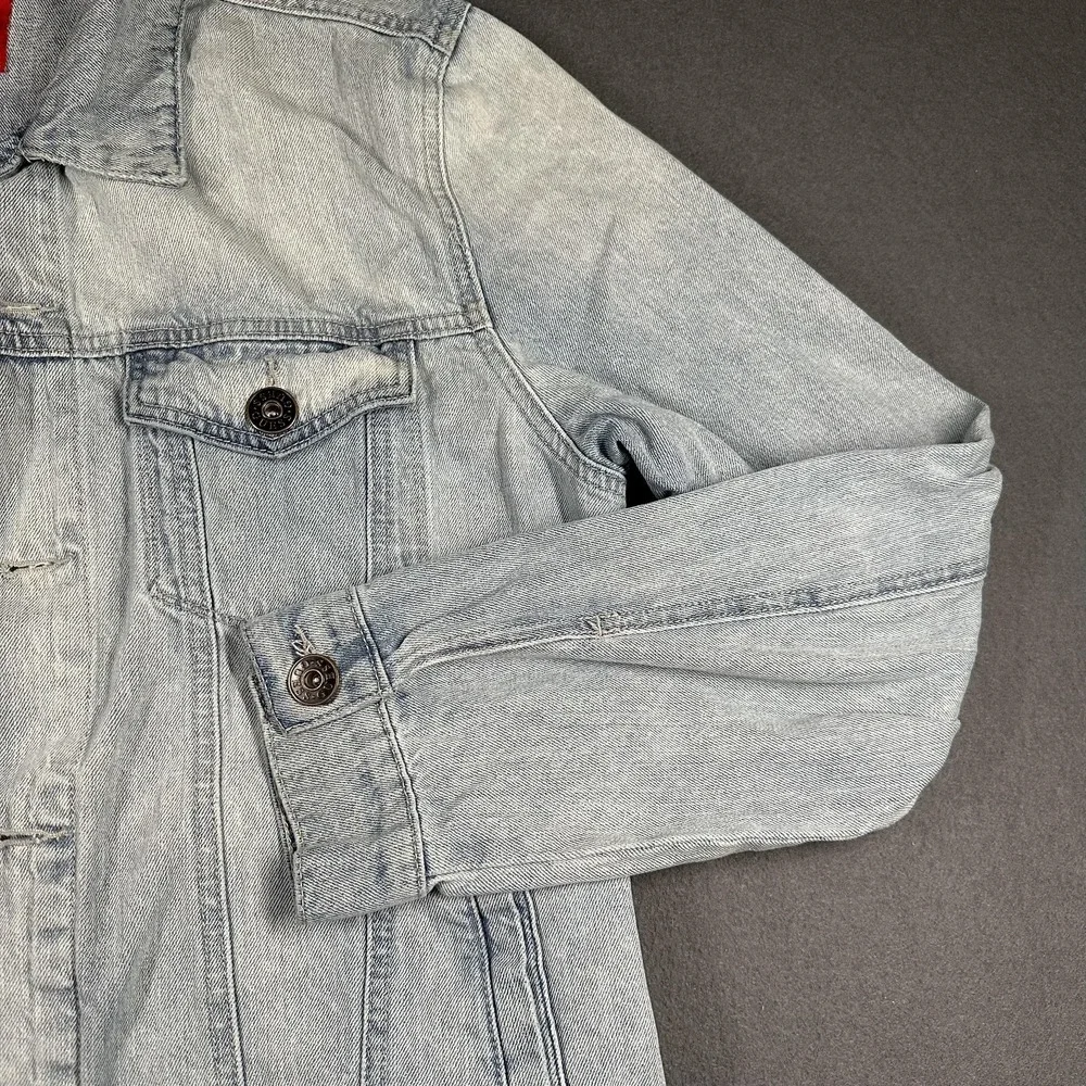 Guess Denim Jacket Mens Large Blue‎ Light Wash Button Front Pockets JMLXN1R0LF0